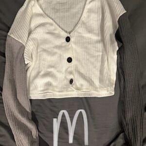 Women's Two-Tone Button-Up Cardigan
